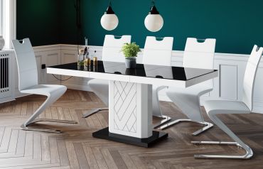 Stół rozkładany RIVIA 120 - Czarny / Biały